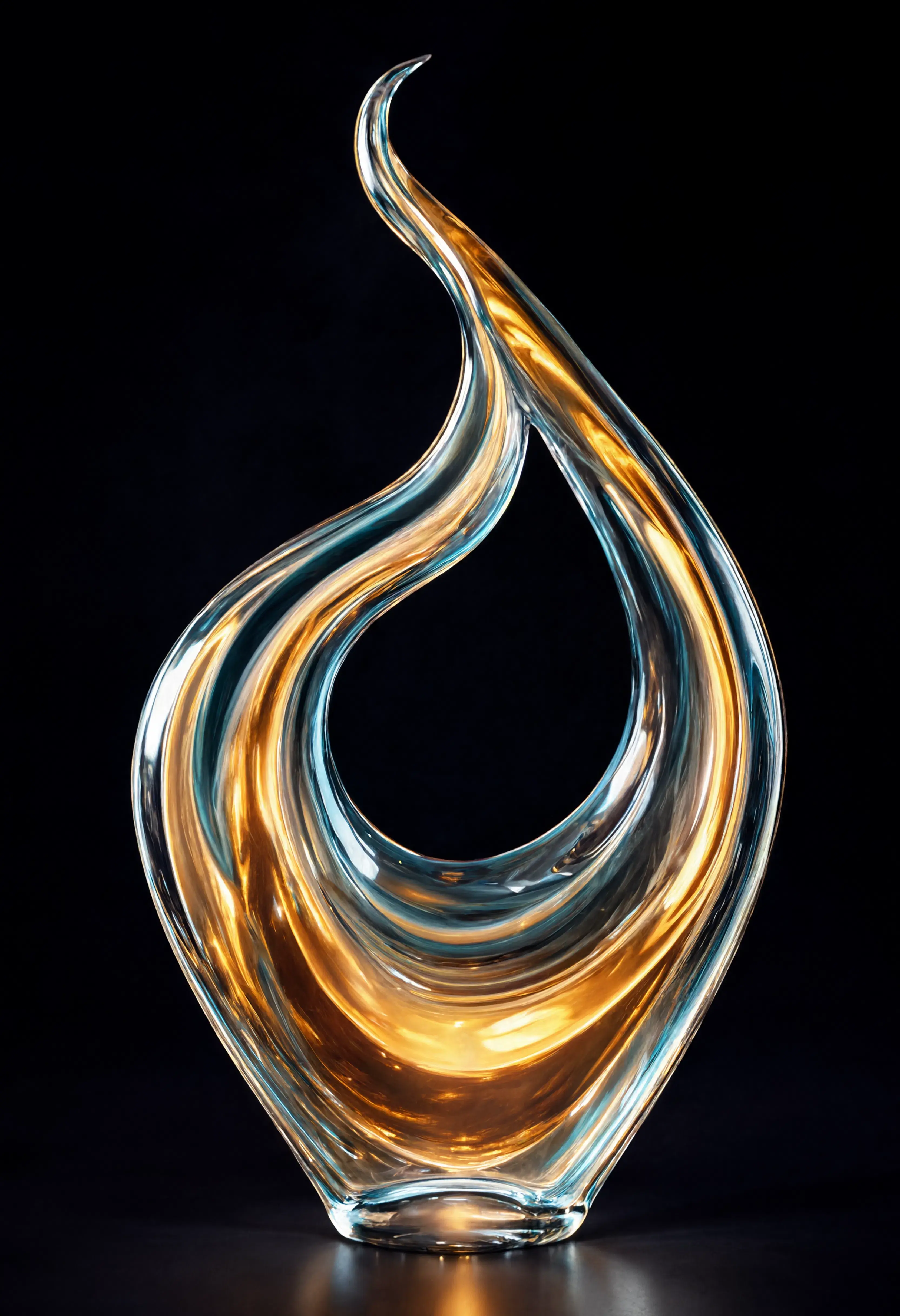 A hyper-realistic close-up of a glass sculpture refracting light rays, showcasing sub-surface scattering
